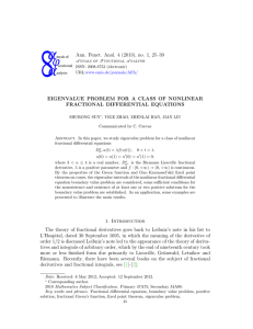 Ann. Funct. Anal. 4 (2013), no. 1, 25–39 FRACTIONAL DIFFERENTIAL EQUATIONS