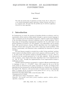 EQUATIONS IN WORDS : AN ALGORITHMIC CONTRIBUTION 1 Introduction