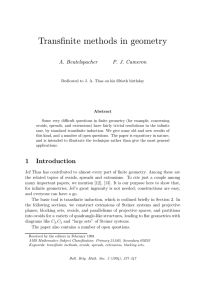 Transfinite methods in geometry A. Beutelspacher P. J. Cameron
