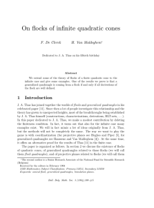 On flocks of infinite quadratic cones F. De Clerck H. Van Maldeghem