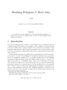 Moufang Polygons, I. Root data J. Tits