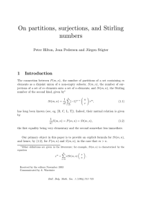 On partitions, surjections, and Stirling numbers 1 Introduction