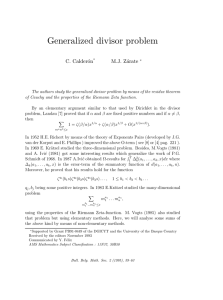 Generalized divisor problem C. Calder´ on M.J. Z´