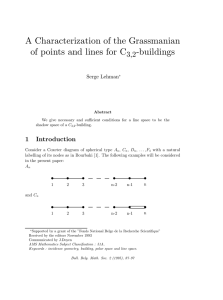 A Characterization of the Grassmanian of points and lines for C -buildings ,