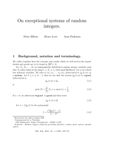 On exceptional systems of random integers. 1 Background, notation and terminology.