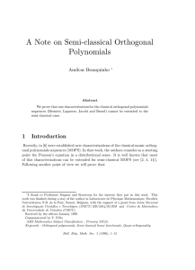 A Note on Semi-classical Orthogonal Polynomials Am´ılcar Branquinho