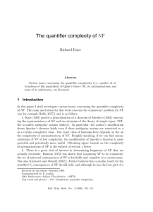 NF The quantifier complexity of Richard Kaye