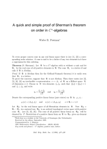 C A quick and simple proof of Sherman’s theorem on order in -algebras