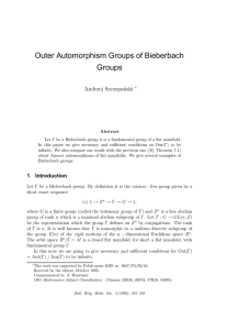 Outer Automorphism Groups of Bieberbach Groups Andrzej Szczepa´ nski