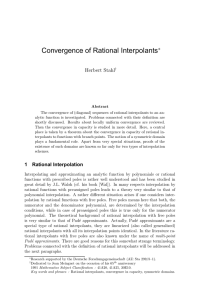 Convergence of Rational Interpolants ∗ Herbert Stahl