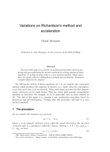 Variations on Richardson’s method and acceleration Claude Brezinski