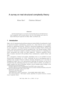 A survey on real structural complexity theory Klaus Meer Christian Michaux