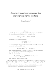 About an integral operator preserving meromorphic starlike functions Eugen Dr˘ aghici