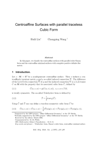 Centroaffine Surfaces with parallel traceless Cubic Form Huili Liu Changping Wang