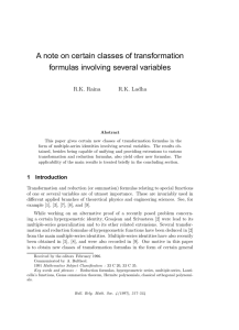 A note on certain classes of transformation formulas involving several variables