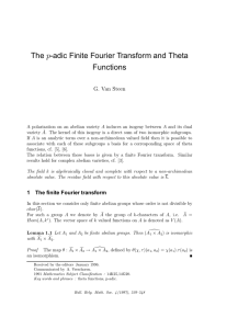 p The -adic Finite Fourier Transform and Theta Functions