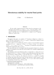 Monotonous stability for neutral fixed points J. Bair G. Haesbroeck
