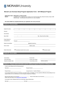 Monash Law Overseas Study Program Application Form – 2015 Malaysia...