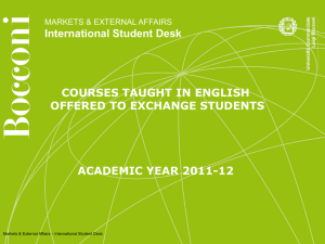International Student Desk COURSES TAUGHT IN ENGLISH OFFERED TO EXCHANGE STUDENTS
