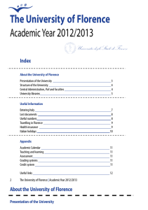 2012/2013 The University of Florence  Academic Year