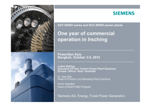 One year of commercial operation in Irsching PowerGen Asia Bangkok, October 3-5, 2012