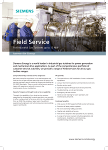 Field Service For Industrial Gas Turbines up to 15 MW