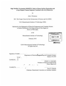 High Mobility  Germanium MOSFETs:  Study of  Ozone ... n-type  Dopant Channel  Implants Combined with ALD ...