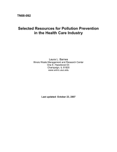 Selected Resources for Pollution Prevention in the Health Care Industry TN08-092