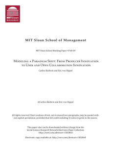 MIT Sloan School of Management to User and Open Collaboration Innovation