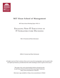 Engaging Non-IT Executives in IT Infrastructure Decisions MIT Sloan School of Management