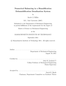 Numerical Balancing in a Humdification Dehumidification Desalination System Jacob A Miller