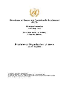 Provisional Organization of Work Commission on Science and Technology for Development (CSTD)