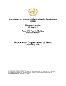 Provisional Organization of Work Commission on Science and Technology for Development (CSTD)
