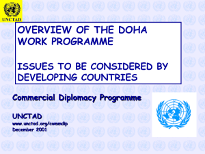 OVERVIEW OF THE DOHA WORK PROGRAMME ISSUES TO BE CONSIDERED BY DEVELOPING COUNTRIES