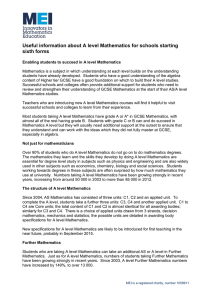 Useful information about A level Mathematics for schools starting sixth forms