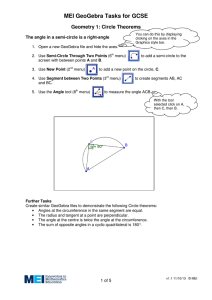 MEI GeoGebra Tasks for GCSE Geometry 1: Circle Theorems
