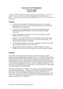 Coursework in Mathematics A discussion paper October 2006