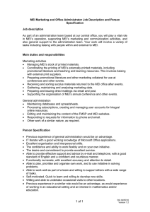 MEI Marketing and Office Administrator Job Description and Person Specification  Job description