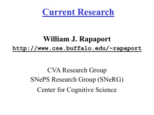Current Research William J. Rapaport CVA Research Group SNePS Research Group (SNeRG)