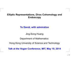 Elliptic Representations, Dirac Cohomology and Endoscopy To David, with admiration Jing-Song Huang