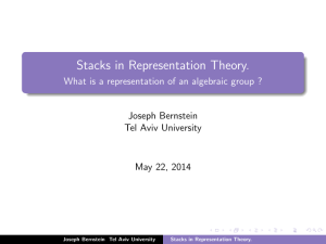 Stacks in Representation Theory. Joseph Bernstein Tel Aviv University