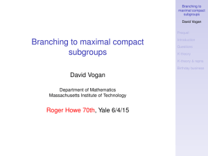 Branching to maximal compact subgroups David Vogan , Yale 6/4/15