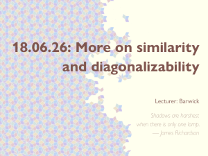 18.06.26: More on similarity and diagonalizability Lecturer: Barwick Shadows are harshest