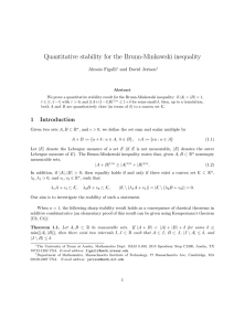 Quantitative stability for the Brunn-Minkowski inequality Alessio Figalli and David Jerison