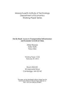 Massachusetts Institute of Technology Department of Economics Working Paper Series