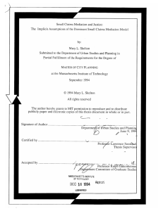 Small Claims  Mediation  and  Justice: