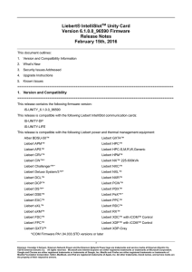 Liebert® IntelliSlot Unity Card Version 6.1.0.0_96590 Firmware Release Notes