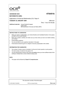 4754/01A ADVANCED GCE MATHEMATICS (MEI) TUESDAY 22 JANUARY 2008