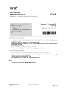 4754A MATHEMATICS (MEI) ADVANCED GCE Tuesday 13 January 2009