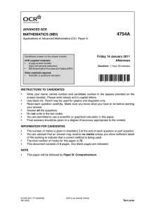 4754A MATHEMATICS (MEI) ADVANCED GCE Friday 14 January 2011